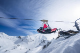 Départ d'un vol en duo en hiver