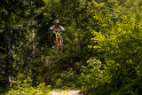 Sur la piste VTT la Komatrautrail du Bike Park de Châtell