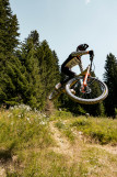 Sur la piste VTT la Komatrautrail du Bike Park de Châtell