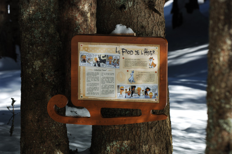 Sentier de l'Eterlou en version hivernale au pied de la piste de luges de Pré la Joux à Châtel