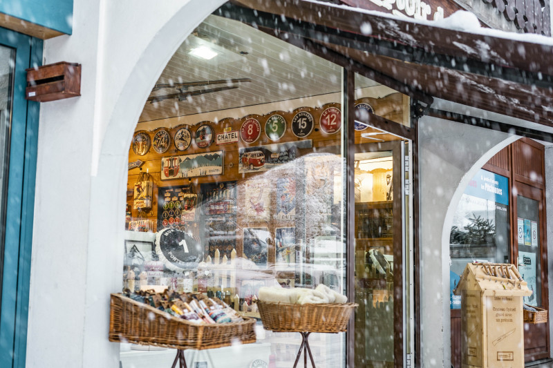 Vitrine de la boutique en hiver