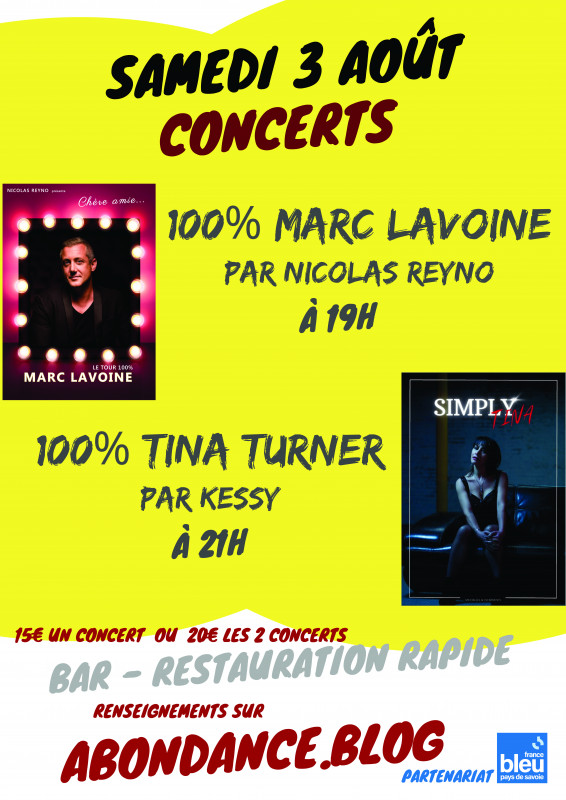 Concerts 1100% Marc lavoine and 100% Tina Turner