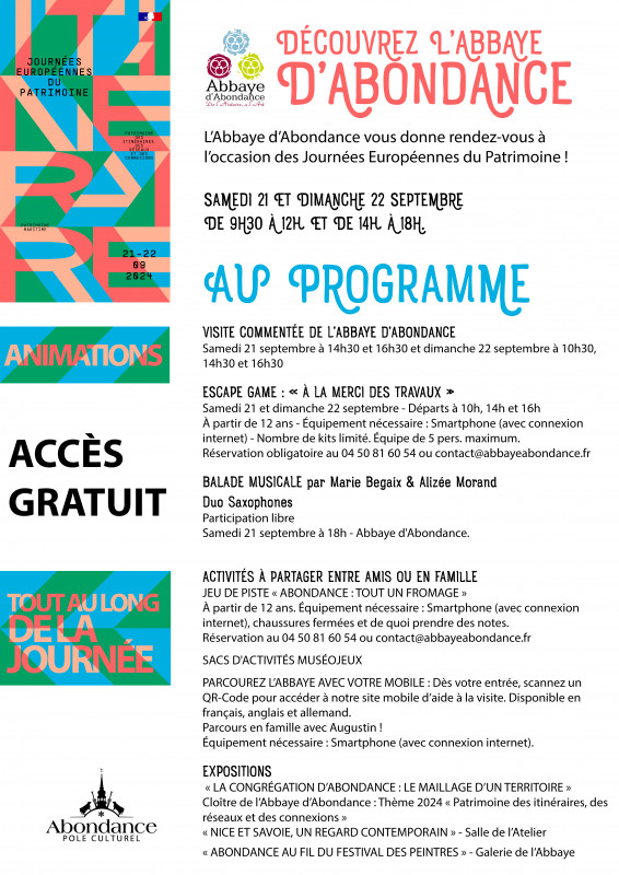 Programme JEP Abbaye d'Abondance